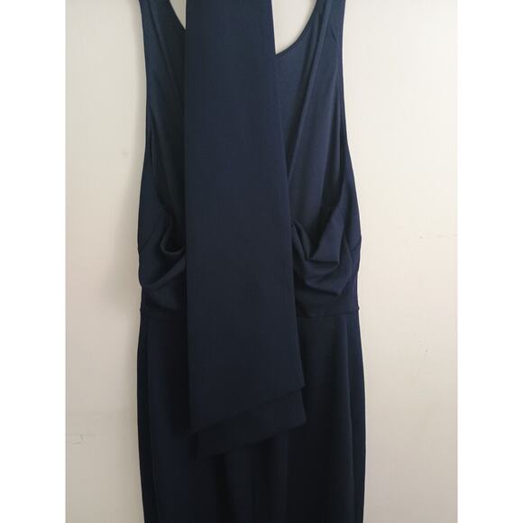 Anthropologie BHLDN Gown Women 8 Blue London Crepe Tie Back Slit Glam Maxi Dress - Picture 10 of 15